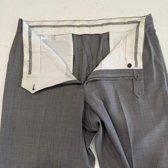 Canali Men’s Tessuto 100% Wool Light Gray Trousers 37x32 - Picture 3 of 8